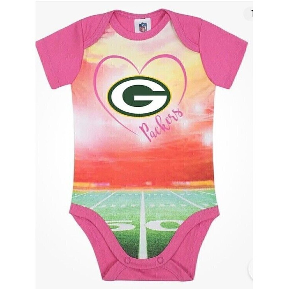 NFL Green Bay Packers Girls Bodysuit Stadium Design Pink Size 3-6 Month Gerber